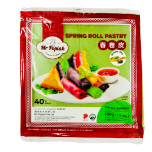 Green Tea Pastry For Spring Rolls  215mm ,550GR (40Sheets) (Mr.Popiah )